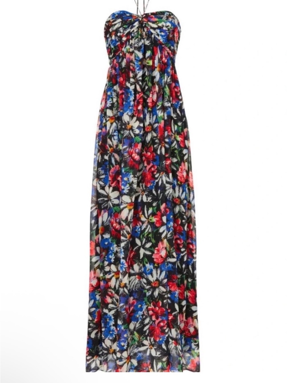 Ronny Kobo Collection Avril Maxi Strapless Floral Dress in Black Multi O13